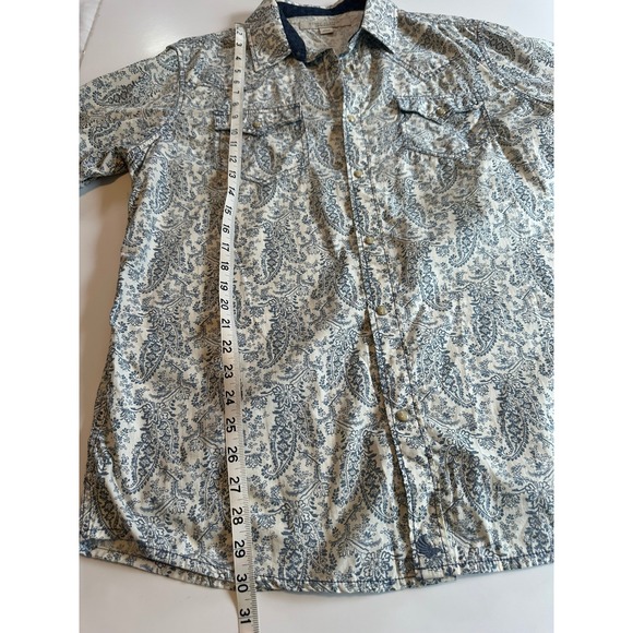Cody James Paisley Button Down Shirt Blue & Cream Cotton Size Large - Picture 9 of 9